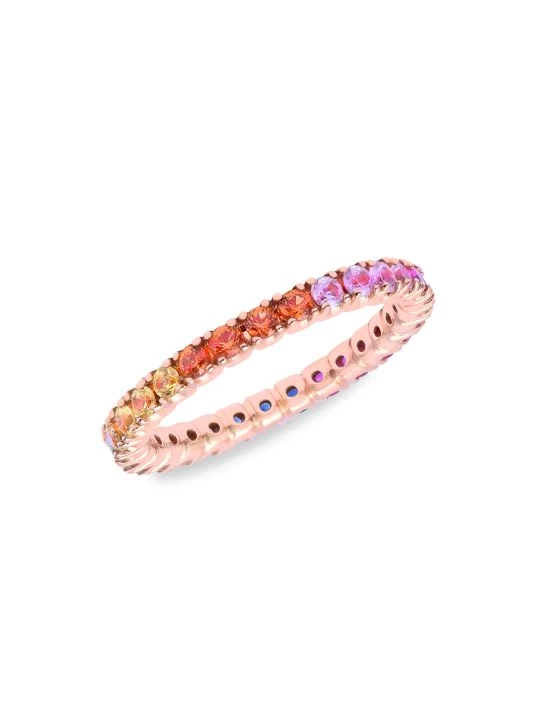 DJULA Rainbow 18K Rose Gold, Sapphire & Diamond Ring - Image 2