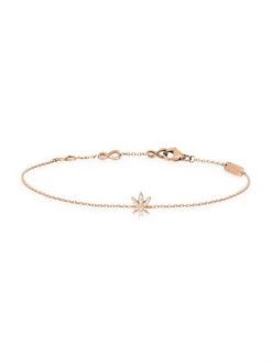 DJULA Magic Touch 18K Rose Gold & Diamond Leaf Chain Bracelet
