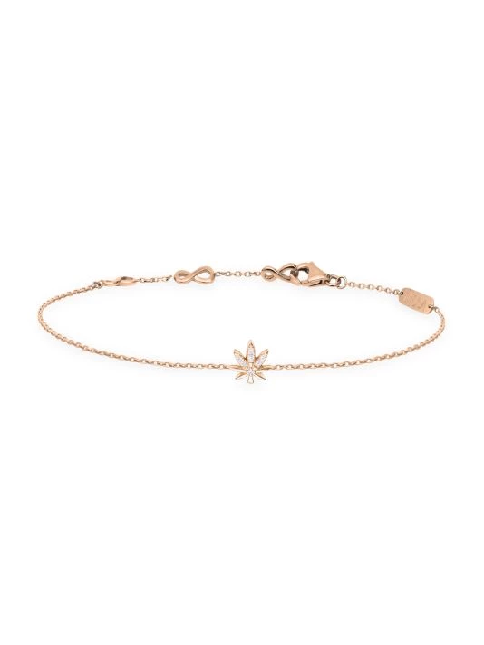 DJULA Magic Touch 18K Rose Gold & Diamond Leaf Chain Bracelet