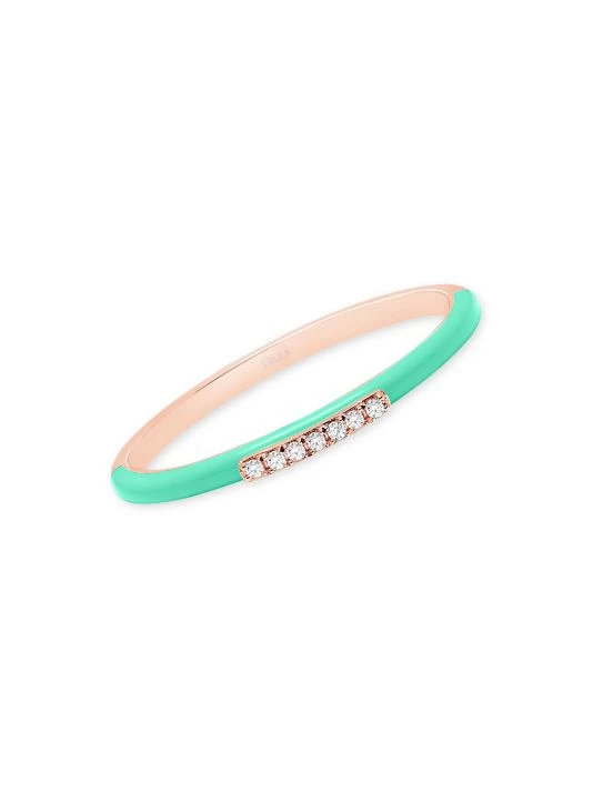 DJULA Marbella 14K Rose Gold, Green Enamel, & Diamond Ring