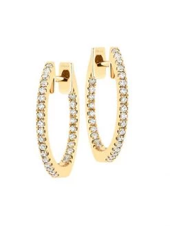 DJULA Graphique 18K Yellow Gold & Diamond Hoop Earrings