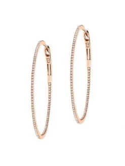 DJULA Graphique 18K Rose Gold & Diamond Hoop Earrings