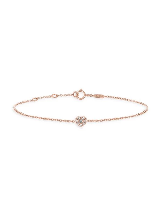 DJULA Magic Touch 18K Rose Gold & Diamond Heart Chain Bracelet