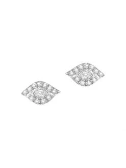 DJULA Magic Touch 18K White Gold & Diamond Eye Stud Earrings