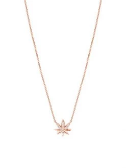 DJULA Magic Touch 18K Rose Gold & Diamond Leaf Pendant Necklace