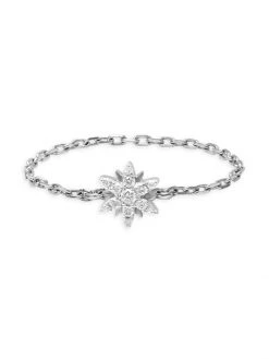 DJULA Magic Touch 18K White Gold & Diamond Sun Chain Ring