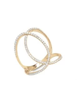 DJULA Graphique 18K Yellow Gold & Diamond Double C Ring