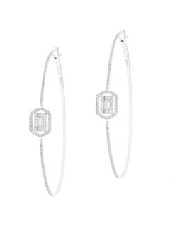DJULA Eclat 18K White Gold & Diamond Hoop Earrings