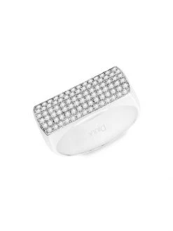 DJULA Graphique 18K White Gold & Diamond Bar Ring
