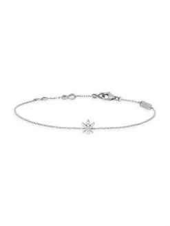 DJULA Magic Touch 18K White Gold & Diamond Leaf Chain Bracelet