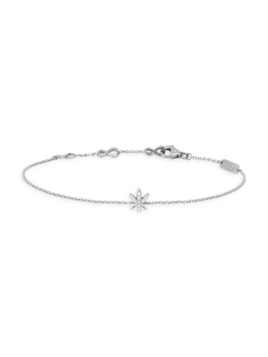 DJULA Magic Touch 18K White Gold & Diamond Leaf Chain Bracelet