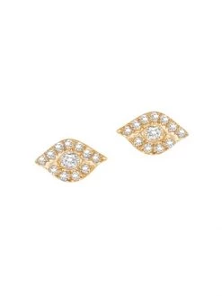 DJULA Magic Touch 18K Yellow Gold & Diamond Eye Stud Earrings