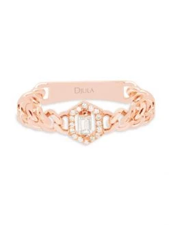 DJULA Sublissime 18K Rose Gold & Diamond Curb Chain Ring