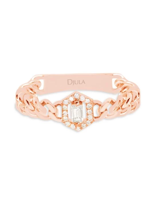 DJULA Sublissime 18K Rose Gold & Diamond Curb Chain Ring