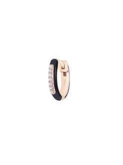 DJULA Marbella 14K Rose Gold, Black Enamel, & Diamond Single Huggie Earring