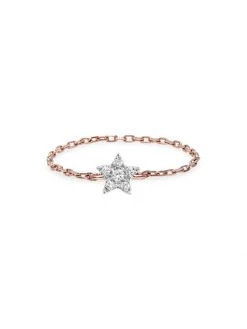 DJULA Magic Touch 18K Rose Gold & Diamond Star Chain Ring