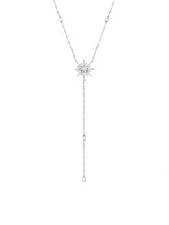 DJULA Soleil 18K White Gold & Diamond Sun Y Necklace
