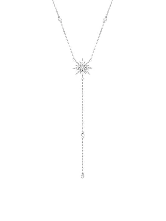 DJULA Soleil 18K White Gold & Diamond Sun Y Necklace