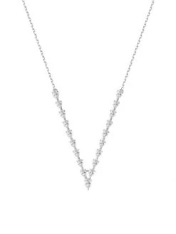 DJULA Marquise 18K White Gold & Diamond V Necklace