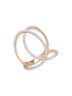 DJULA Graphique 18K Rose Gold & Diamond Double C Ring