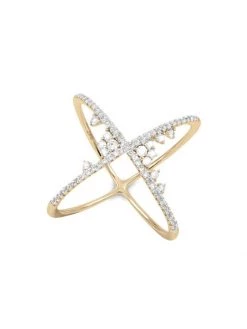 DJULA Fairytale 18K Yellow Gold & Diamond Crossed Ring