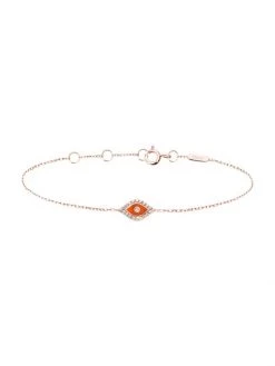 DJULA Marbella Coral 14K Gold & Diamond Evil Eye Bracelet