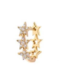 DJULA Glam Rock 18K Yellow Gold & Diamond Stars Single Hoop Earring