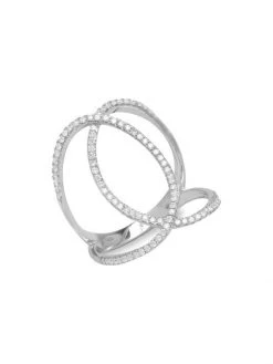 DJULA Graphique 18K White Gold & Diamond Double C Ring