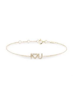 DJULA 18K Yellow Gold & Diamond 'I Love U' Chain Bracelet