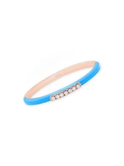 DJULA Marbella 14K Rose Gold, Light Blue Enamel, & Diamond Ring