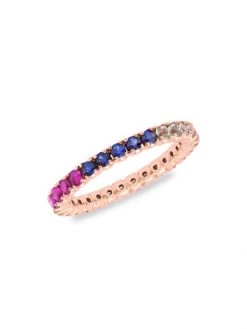 DJULA Rainbow 18K Rose Gold, Sapphire & Diamond Ring