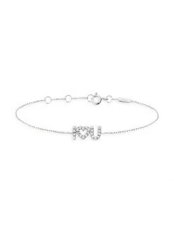 DJULA 18K White Gold & Diamond 'I Love U' Chain Bracelet