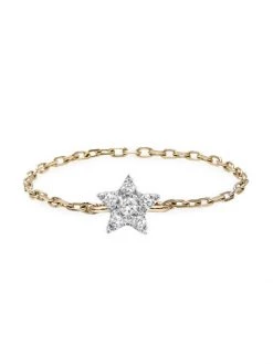 DJULA Magic Touch 18K Yellow Gold & Diamond Star Chain Ring