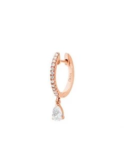 DJULA Glam Rock 18K Rose Gold & Diamond Hanging Pear Single Hoop Earring