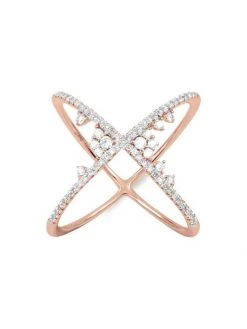 DJULA Fairytale 18K Rose Gold & Diamond Crossed Ring