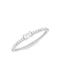 DJULA Mix & Match 18K White Gold & Diamond Baguette Ring