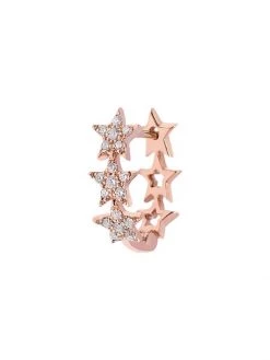 DJULA Glam Rock 18K Rose Gold & Diamond Stars Single Hoop Earring