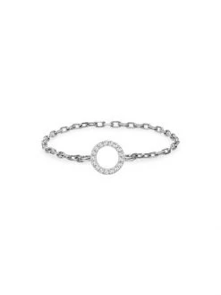 DJULA Magic Touch 18K White Gold & Diamond Circle Chain Ring