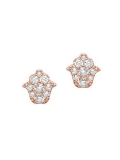 DJULA Magic Touch 18K Rose Gold & Diamond Hamsa Stud Earrings