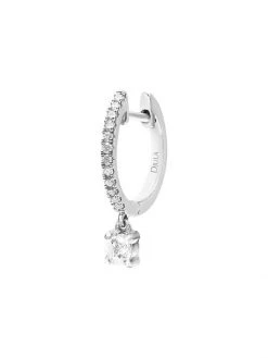 DJULA Glam Rock 18K White Gold & Diamond Hanging Square Single Hoop Earring