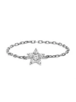 DJULA Magic Touch 18K White Gold & Diamond Star Chain Ring