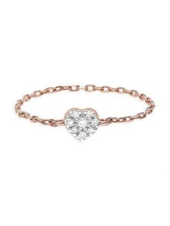 DJULA Magic Touch 18K Rose Gold & Diamond Heart Chain Ring