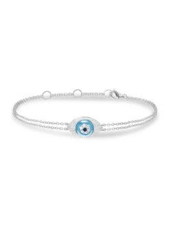 DJULA Magic Touch 18K White Gold, Diamond & Turquoise Evil Eye Bracelet