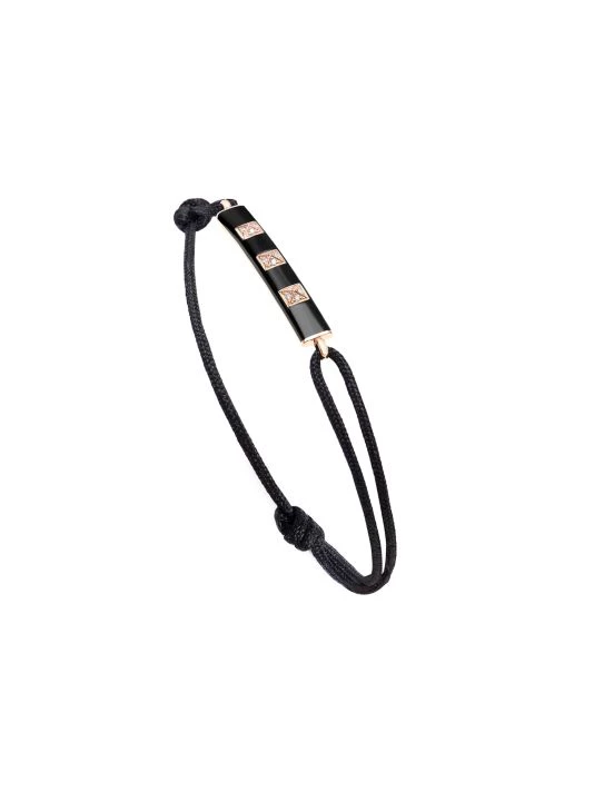 DJULA Spike 14K Rose Gold, Enamel, & Diamond Cord Bracelet For Men