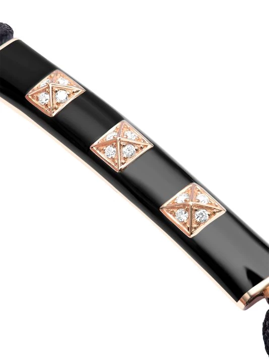 DJULA Spike 14K Rose Gold, Enamel, & Diamond Cord Bracelet For Men - Image 2