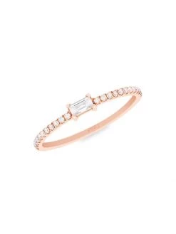 DJULA Mix & Match 18K Rose Gold & Diamond Baguette Ring