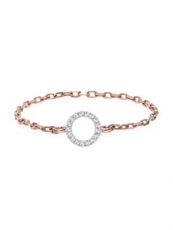 DJULA Magic Touch 18K Rose Gold & Diamond Circle Chain Ring