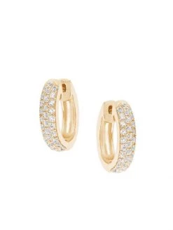 DJULA Graphique 18K Yellow Gold & Diamond Huggie Hoop Earrings