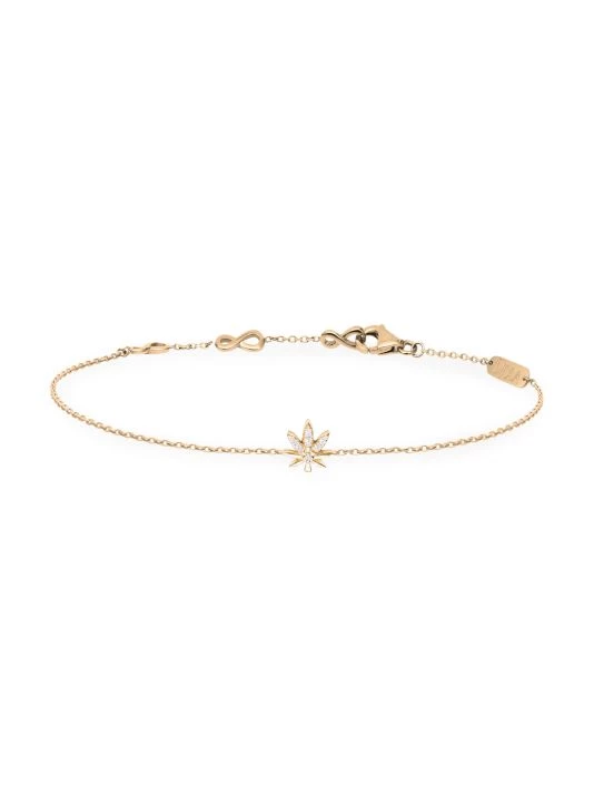 DJULA Magic Touch 18K Yellow Gold & Diamond Leaf Chain Bracelet