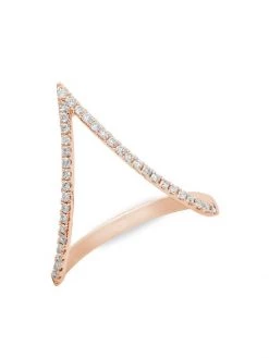 DJULA Graphique 18K Rose Gold & Diamond V Ring